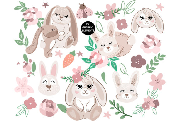 Cute Bunny Clipart: High-Res PNGs for Design