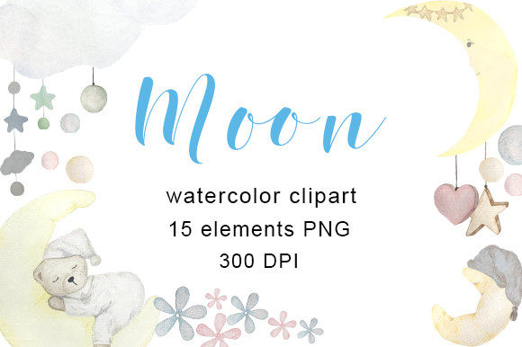 Elevating Creative Projects with Watercolor Clipart Moon for Baby and Summer Sublimation Designs