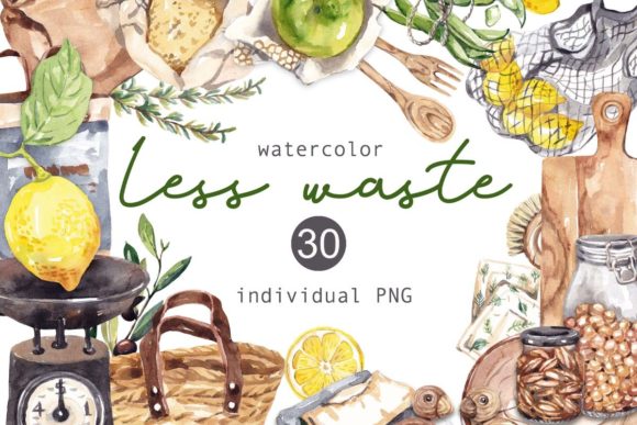 Elevating Design with High-Quality Food Watercolor Clipart and Zero Waste Elements