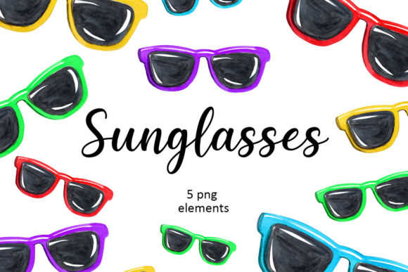 Elevating Visual Design with Vibrant Watercolor Sunglasses Clipart