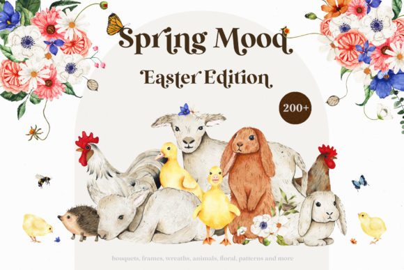 Evaluating the Spring Easter Mood - Watercolor Set for Creative Projects