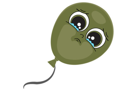Expressing Emotion in Design: The Power of the Green Balloon with Sad Face, Cartoon