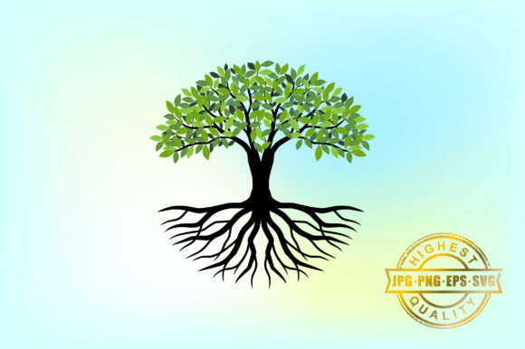 Tree and Roots Vector Logo: Design with Depth
