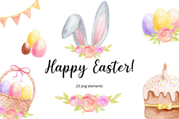 Watercolor Easter Clipart for Spring Designs